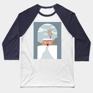 Snow Cabin Art Deco Baseball T-Shirt